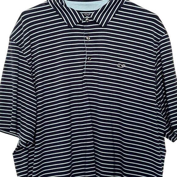 Vineyard Vines XL Men's Performance Polo Shirt Navy/light blue Striped - Picture 2 of 8